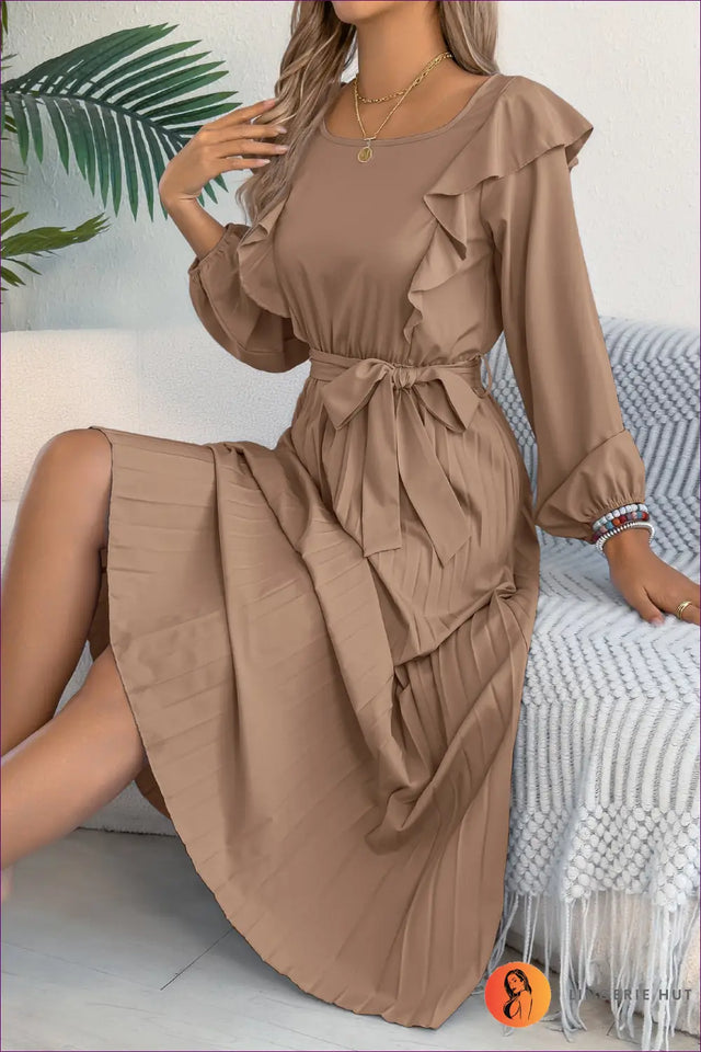 Pleated Maxi Dress with Square Neckline - Quiet Confidence