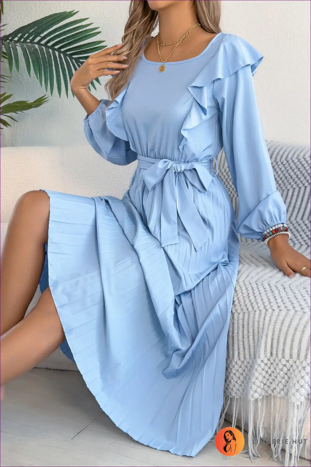 Pleated Maxi Dress with Square Neckline - Quiet Confidence