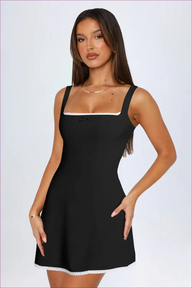 Lace Trim Mini Dress