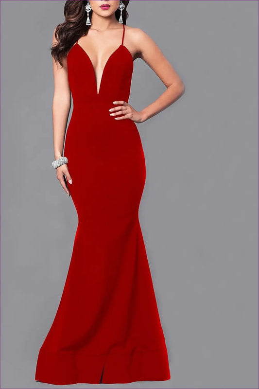 Maxi Bodycon Dress with Plunging Neckline - Effortless Evening Glamour - Dresses - Lingerie Hut - All Season • Backless