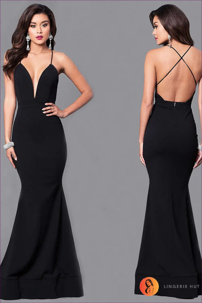 Maxi Bodycon Dress with Plunging Neckline - Effortless Evening Glamour - s / Black - Dresses - Lingerie Hut - All