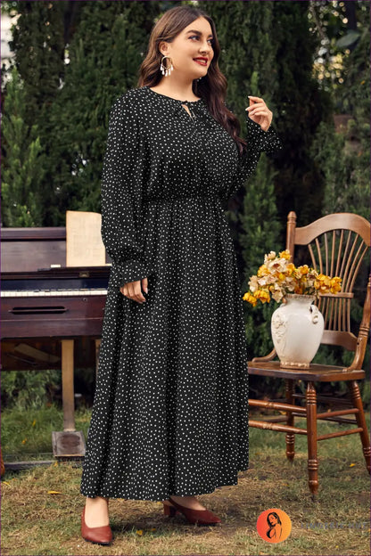 Maxi Polka Dot A-line Dress - Garden Party Ready - 2xl / Black - Dresses - Lingerie Hut - All Season • Casual • Everyday