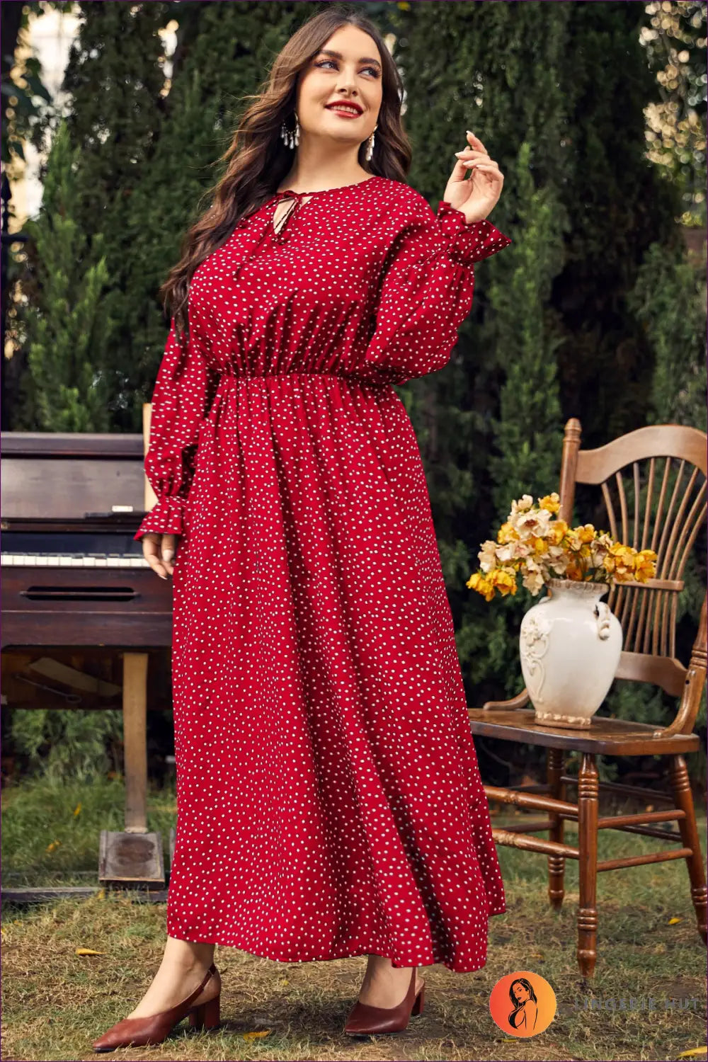 Maxi Polka Dot A-line Dress - Garden Party Ready - 2xl / Red - Dresses - Lingerie Hut - All Season • Casual • Everyday