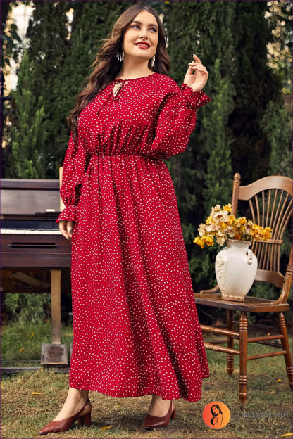 Maxi Polka Dot A-line Dress - Garden Party Ready - 2xl / Red - Dresses - Lingerie Hut - All Season • Casual • Everyday