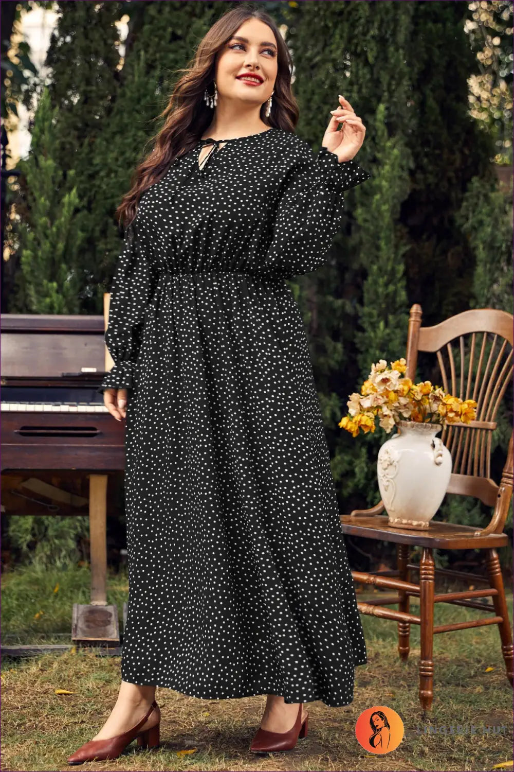 Maxi Polka Dot A-line Dress - Garden Party Ready - Dresses - Lingerie Hut - All Season • Casual • Everyday