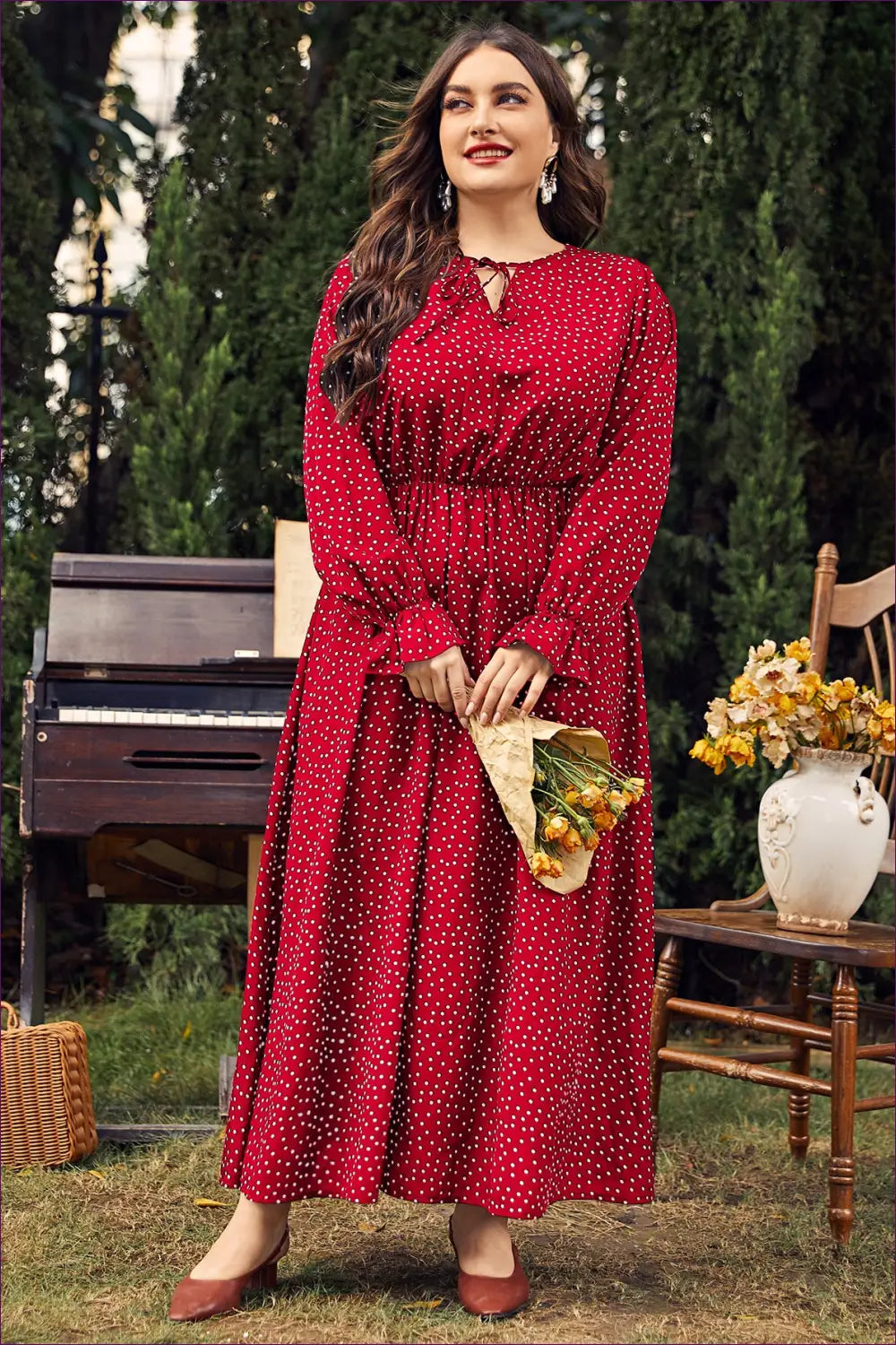 Maxi Polka Dot A-line Dress - Garden Party Ready - Dresses - Lingerie Hut - All Season • Casual • Everyday