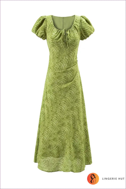 Maxi Dress with Puff Sleeves - Romantic Garden Party for A-line, Casual, Dress, Everyday, Floral