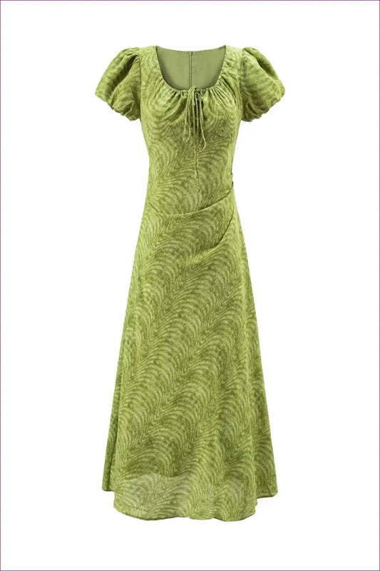 Maxi Dress with Puff Sleeves - Romantic Garden Party for A-line, Casual, Dress, Everyday, Floral