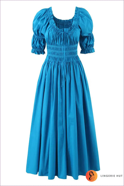 Puff Sleeve Maxi Dress - Effortless Romance for Special Occasions - s / Blue - Dresses - Boho • Chiffon • Clothing