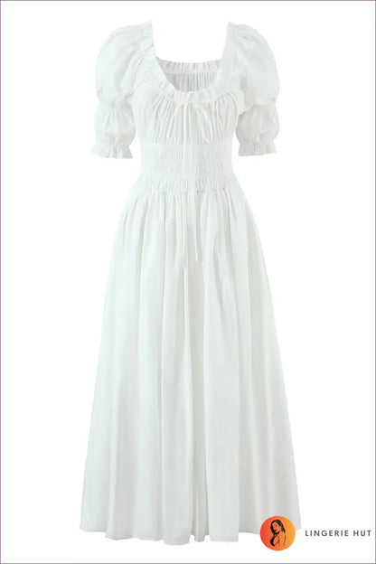 Puff Sleeve Maxi Dress - Effortless Romance for Special Occasions - s / White - Dresses - Boho • Chiffon • Clothing