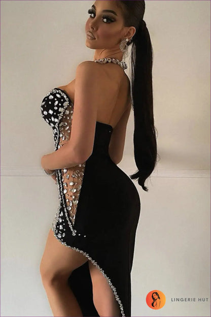 Rhinestone Maxi Dress - Understated Red Carpet Glamour - Dresses - Lingerie Hut - All Season • Bodycon • Cutout
