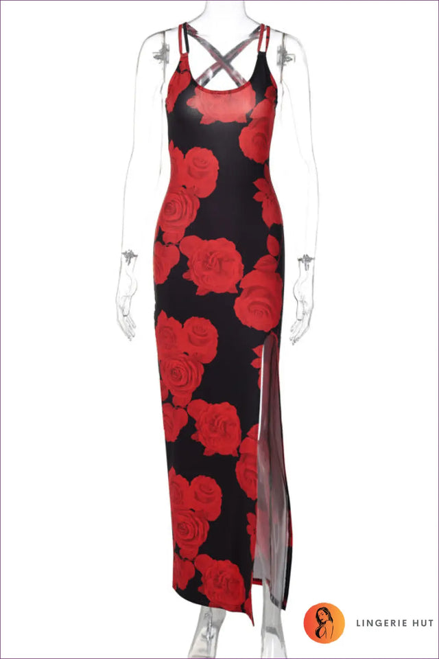 Floral Maxi Dress with Halter Neck - Understated Glamour