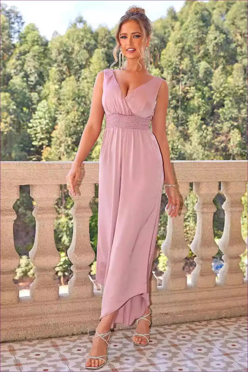 Maxi Dress with Ruched Waist - Effortless Guest Style for A-line, Casual, Dress, Evening Wear, Formal Wear