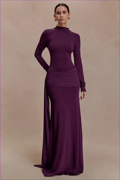 Maxi Dress with Ruched Waistband - Sculptural Autumn Elegance for A-line, Autumn, Dress, Dresses, Evening Wear