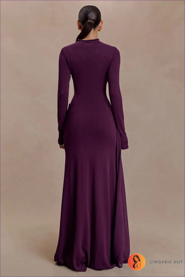 Maxi Dress with Ruched Waistband - Sculptural Autumn Elegance