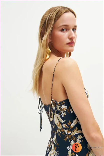 Maxi Dress with Ruffle Hem - Seaside Sophistication for A-line, Boho, Casual, Cutout,