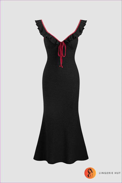 Maxi Dress with Ruffle Sleeves - Understated Glamour - s / Black - Dresses - Lingerie Hut - A-line • Evening Wear