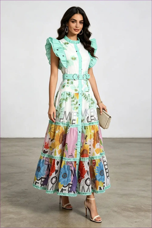 Maxi Dress with Ruffle Trim - Sunlit Ease