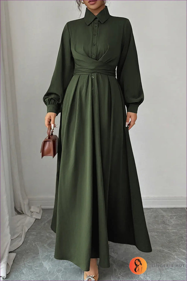Maxi Dress with Self-Belt Detail - Effortless Authority