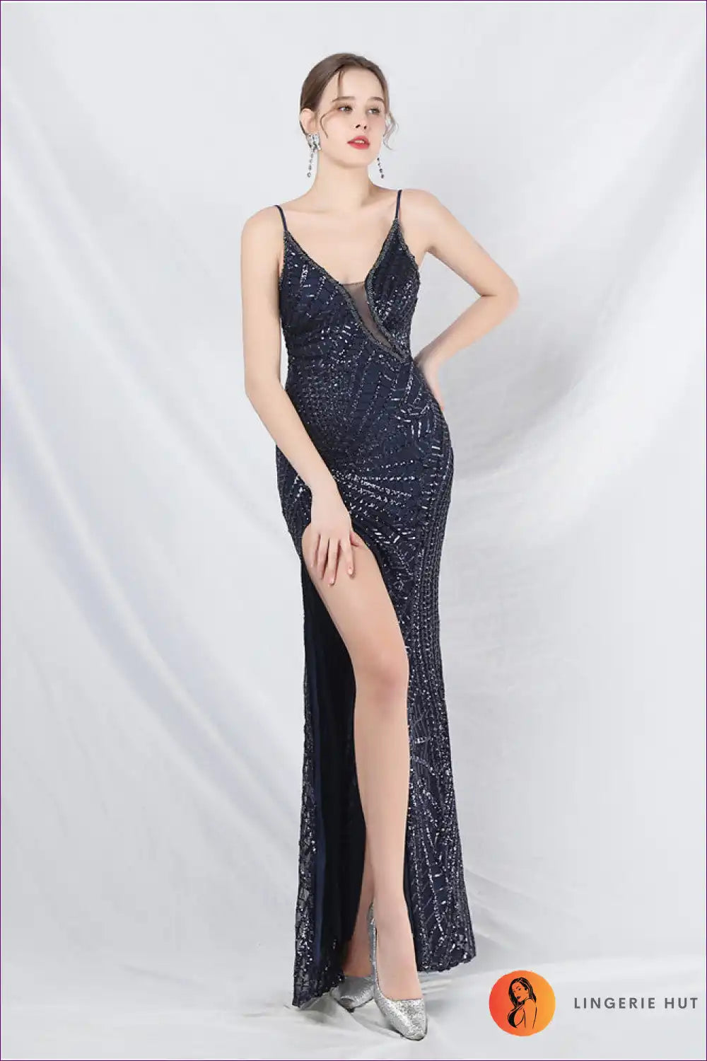 Maxi Dress with Sequin Embellishment - Red Carpet Ready for All Season, Bodycon, Dress, Evening Wear, Formal