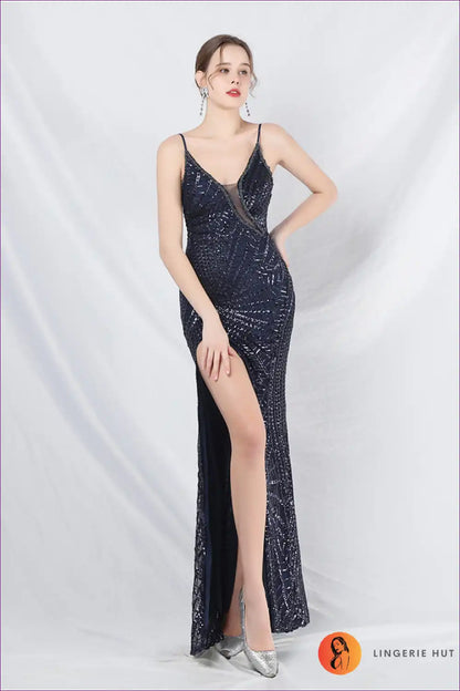 Maxi Dress with Sequin Embellishment - Red Carpet Ready for All Season, Bodycon, Dress, Evening Wear, Formal