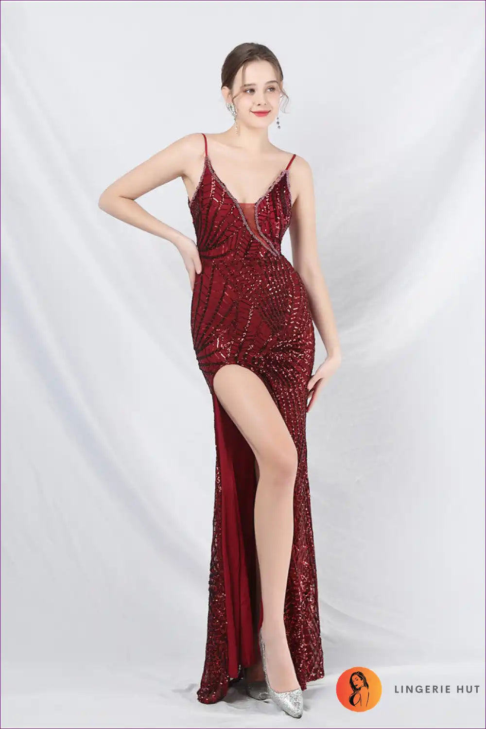 Maxi Dress with Sequin Embellishment - Red Carpet Ready for All Season, Bodycon, Dress, Evening Wear, Formal