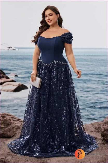 Sequin Overlay Maxi Dress - Understated Evening Glamour - 2xl / Navy Blue - Dresses - Lingerie Hut - A-line • Autumn