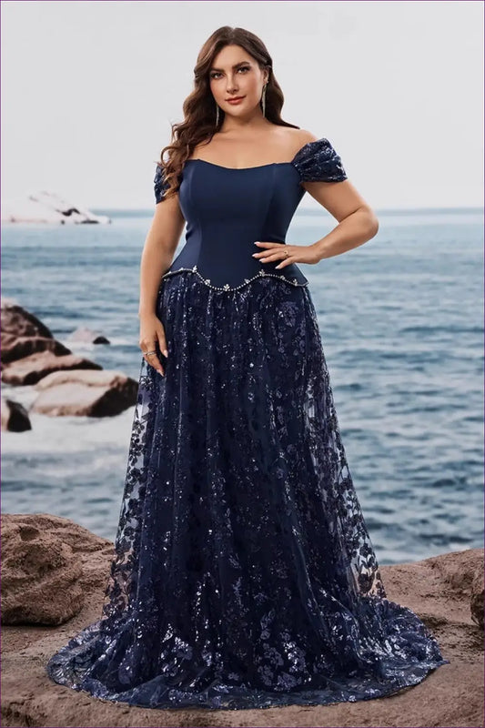 Sequin Overlay Maxi Dress - Understated Evening Glamour - Dresses - Lingerie Hut - A-line • Autumn • Evening Wear