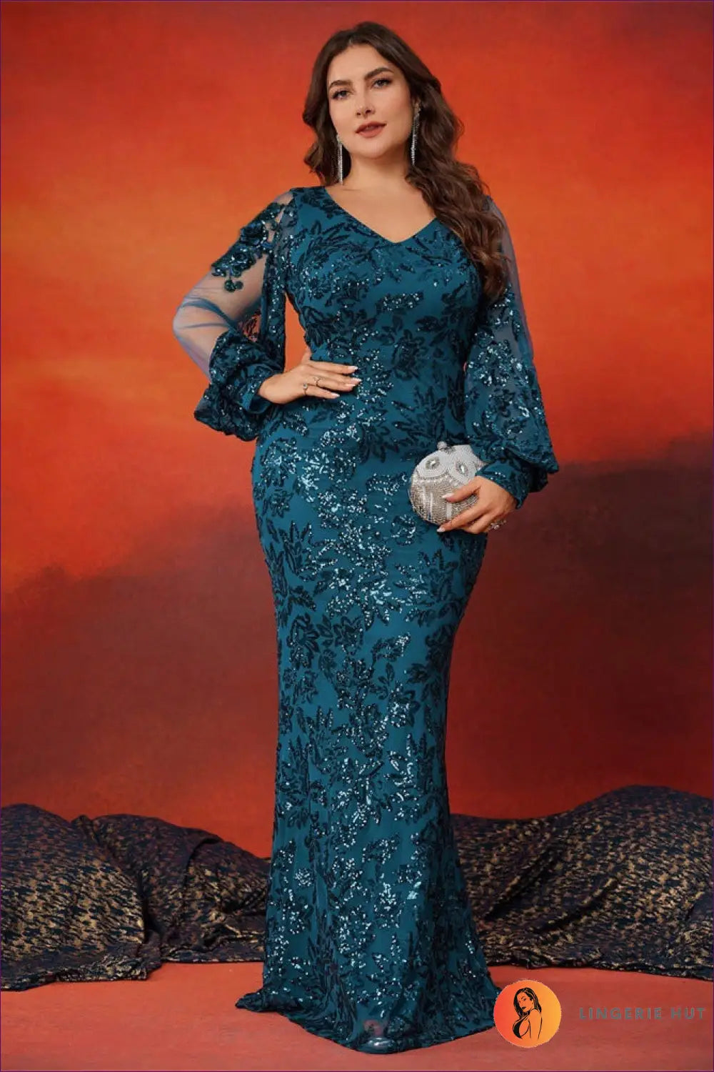 Maxi Sequin Dress - Evening Glamour for any Celebration - 2xl / Duck Blue - Dresses - Lingerie Hut - Autumn • Evening