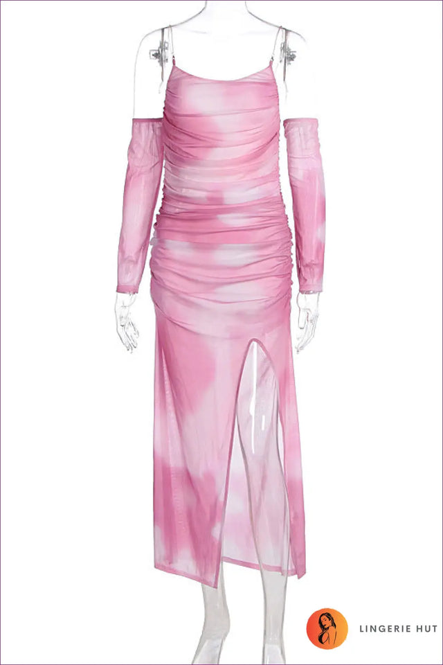 Maxi Dress with Sheer Sleeves and High Split - Modern Romance