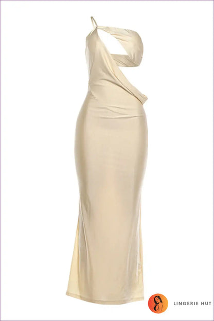 Maxi Dress with One-shoulder Design - Evening Drama for All Season, Backless, Casual, Cutout,