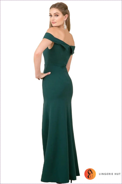 Off-shoulder Maxi Dress - Understated Glamour - s / Green - Dresses - Lingerie Hut - All Season • Backless • Cutout