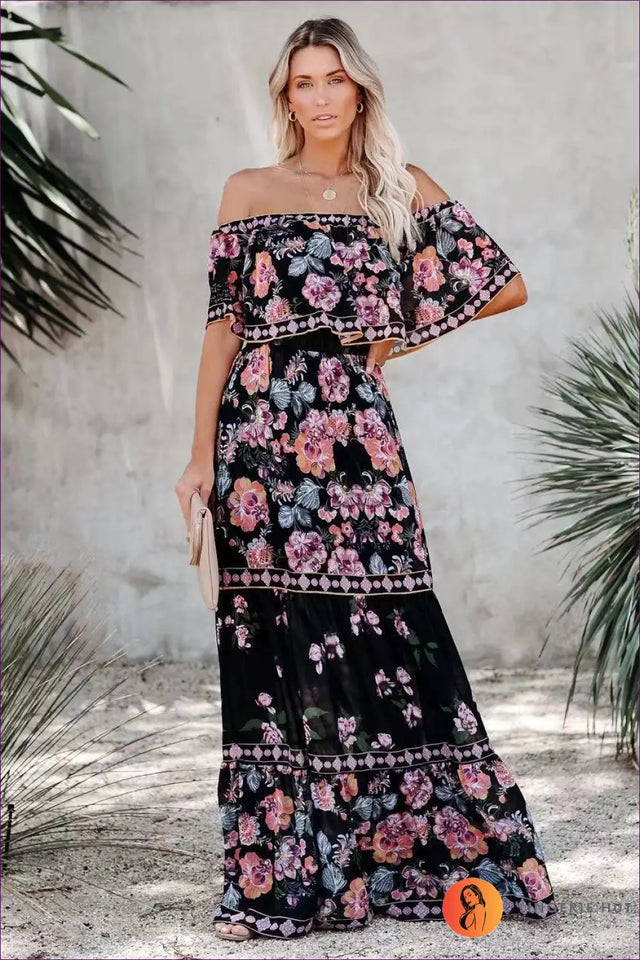 Floral Off-Shoulder Maxi Dress - Effortless Summer Elegance