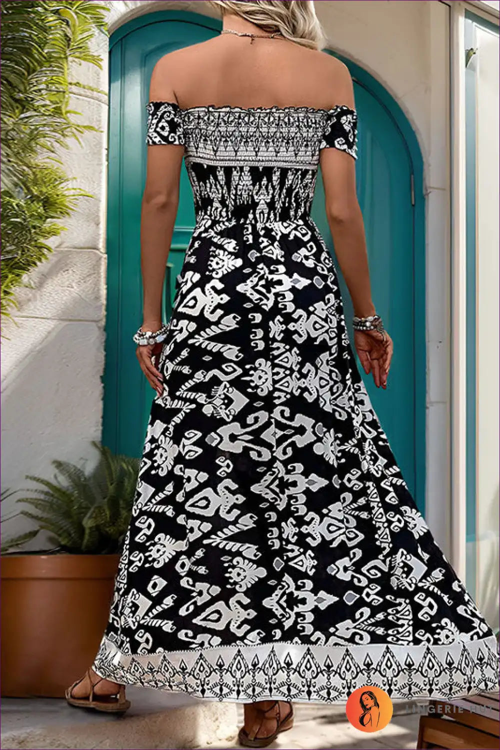 Maxi Dress with Off-shoulder Detail - Bohemian Romance for A-line, Boho, Casual, Chiffon, Cutout