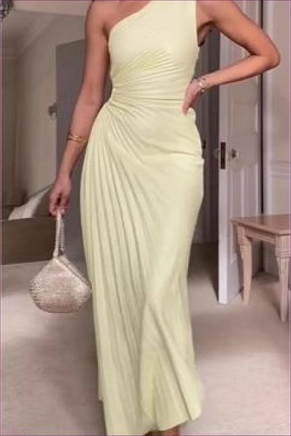One Shoulder Maxi Dress - Understated Glamour - Dresses - Lingerie Hut - A-line • Backless • Cutout • Evening Wear