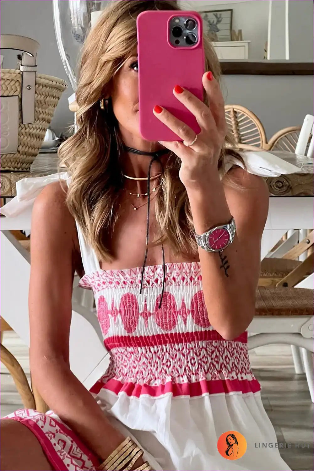 Maxi Dress with Smocked Bodice - Bohemian Wanderlust for Beachwear, Boho, Casual, Cutout,