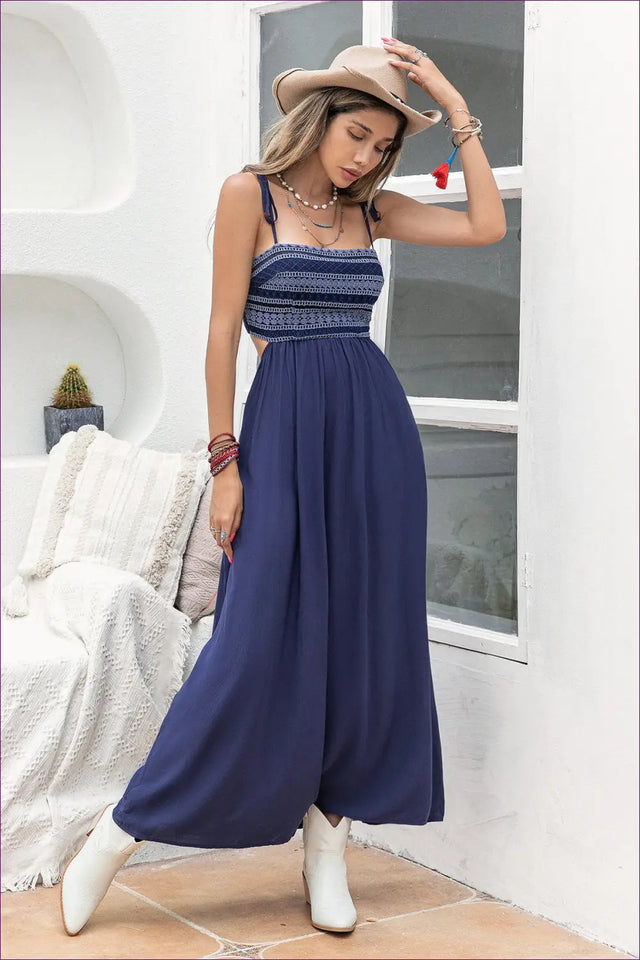 Maxi Dress with Smocked Bodice - Coastal Elegance