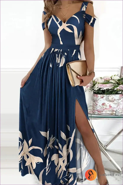 Maxi Dress with Split Hem - Effortless Grace - s / Purplish Blue - Casual • Cotton • Dresses • Everyday - Lingerie Hut