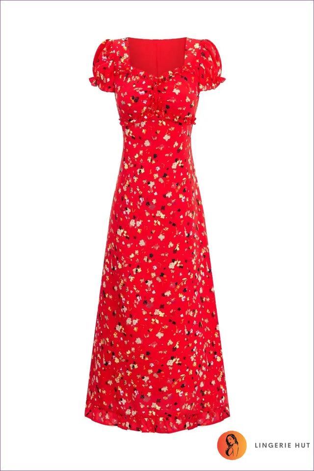 Floral Maxi Dress With Square Neckline - Garden Party Ready