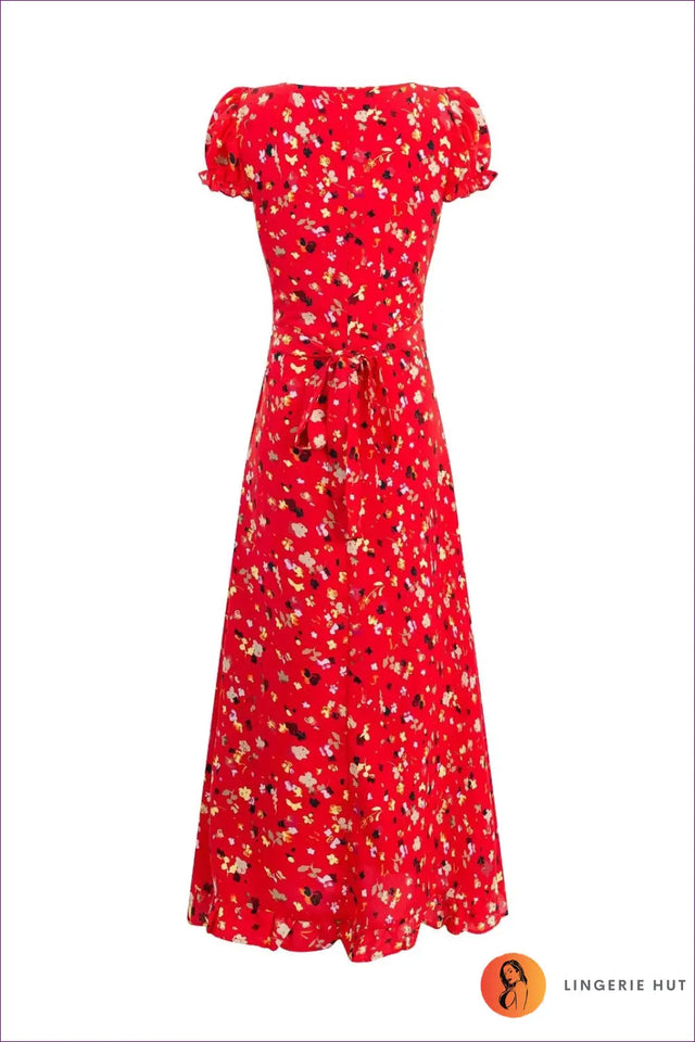 Floral Maxi Dress With Square Neckline - Garden Party Ready