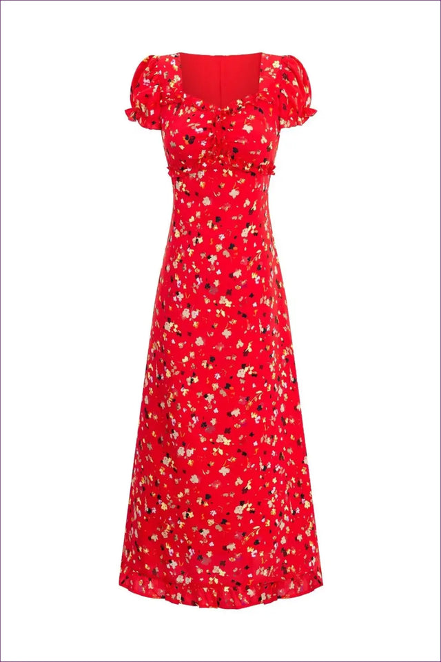 Floral Maxi Dress With Square Neckline - Garden Party Ready