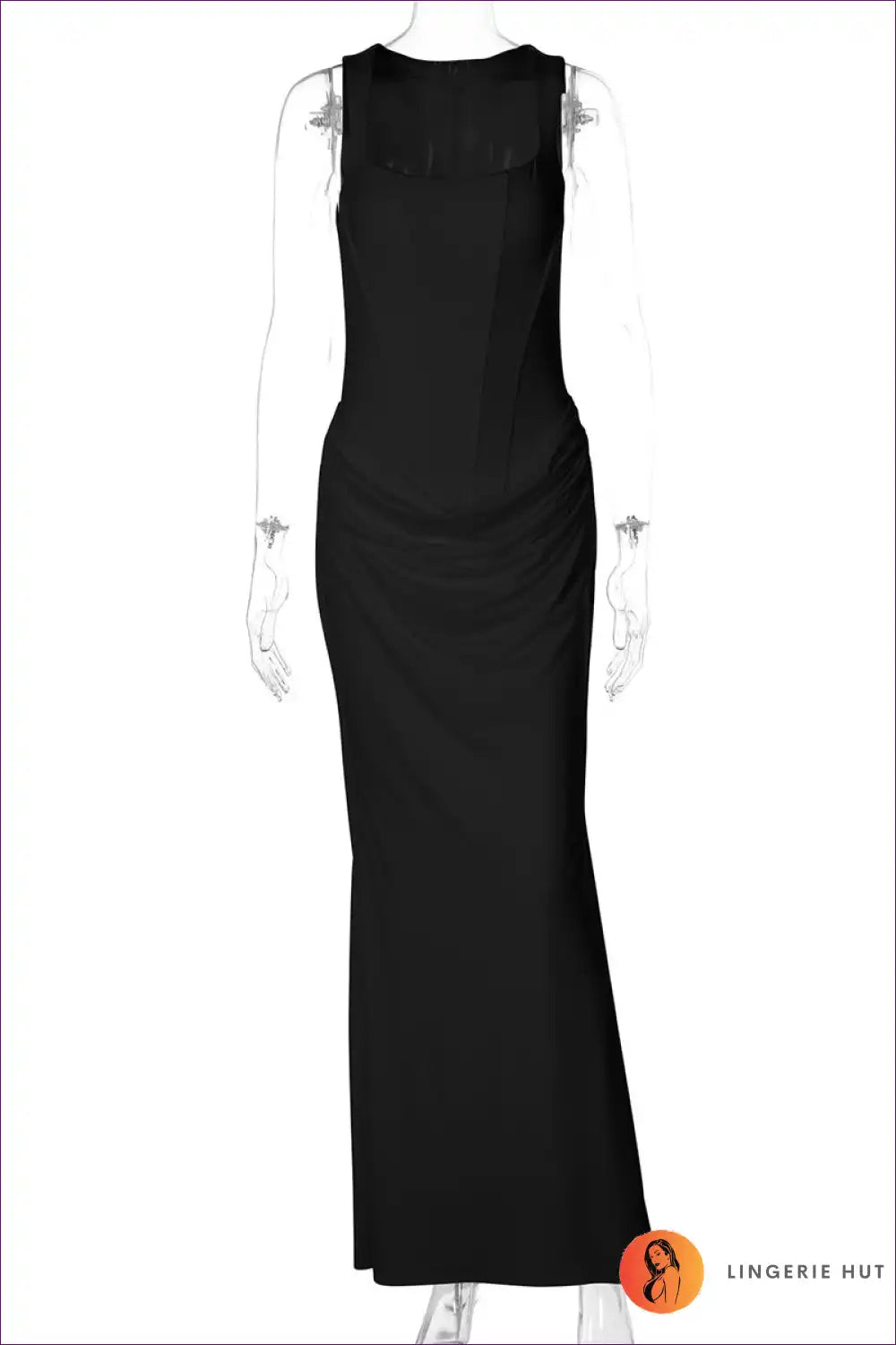 Maxi Dress with Square Neckline - Evening Confidence for All Season, Bodycon, Cutout, Dress, Evening Wear
