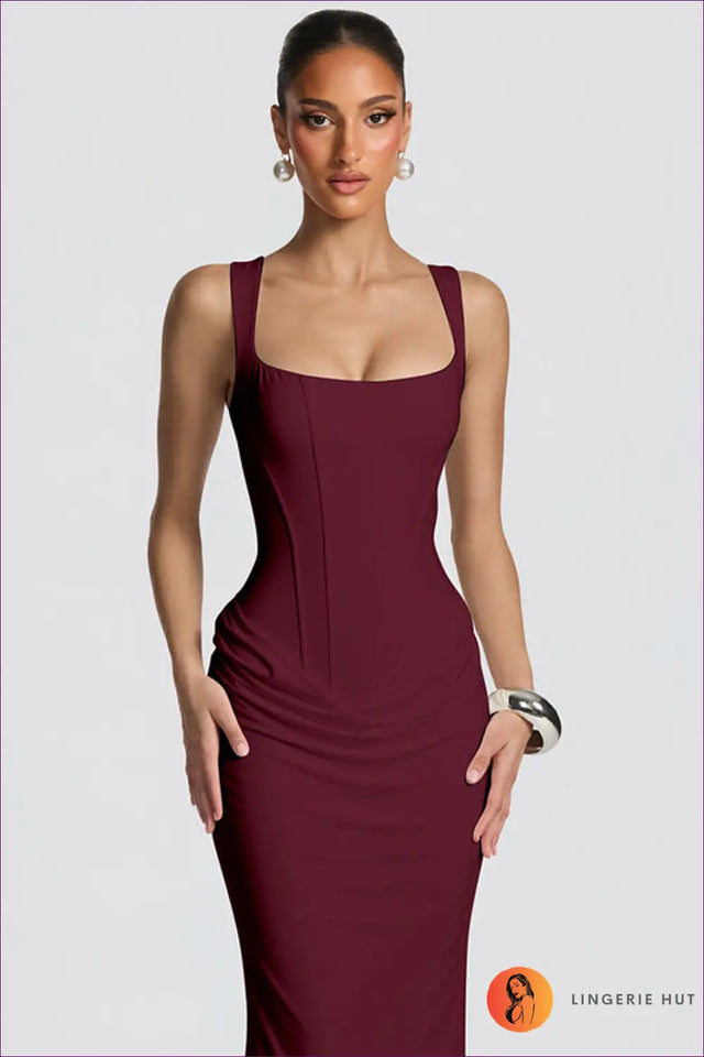 Maxi Dress with Square Neckline - Evening Confidence