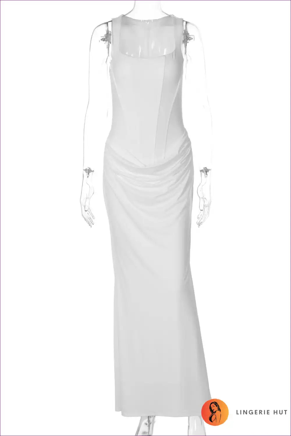 Maxi Dress with Square Neckline - Evening Confidence for All Season, Bodycon, Cutout, Dress, Evening Wear