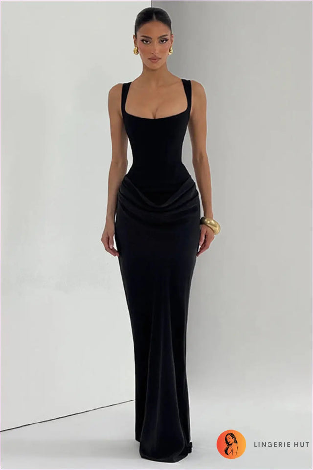 Maxi Dress with Square Neckline - Minimalist Elegance
