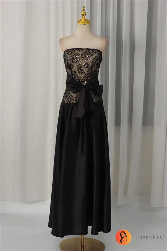 Maxi Dress with Strapless Bow - Formal Evening Poise
