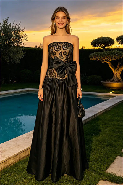 Maxi Dress with Strapless Bow - Formal Evening Poise - a Line • Wear • just in - Lingerie Hut