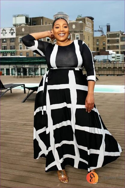 Maxi Dress with Stripe Pattern - Effortless Elegance