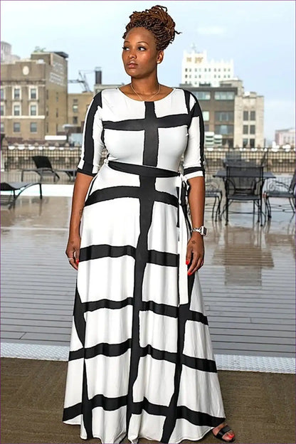 Maxi Dress with Stripe Pattern - Effortless Elegance