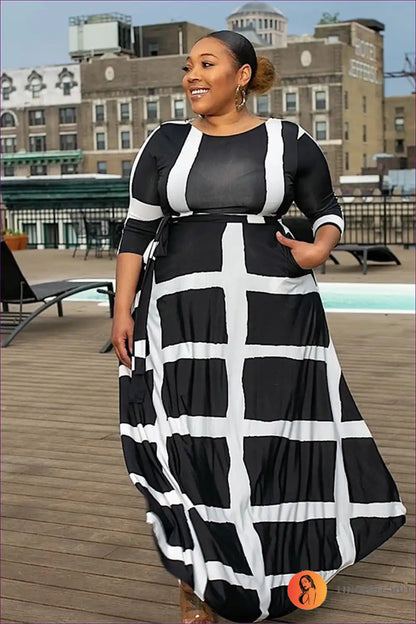 Maxi Dress with Stripe Pattern - Effortless Elegance